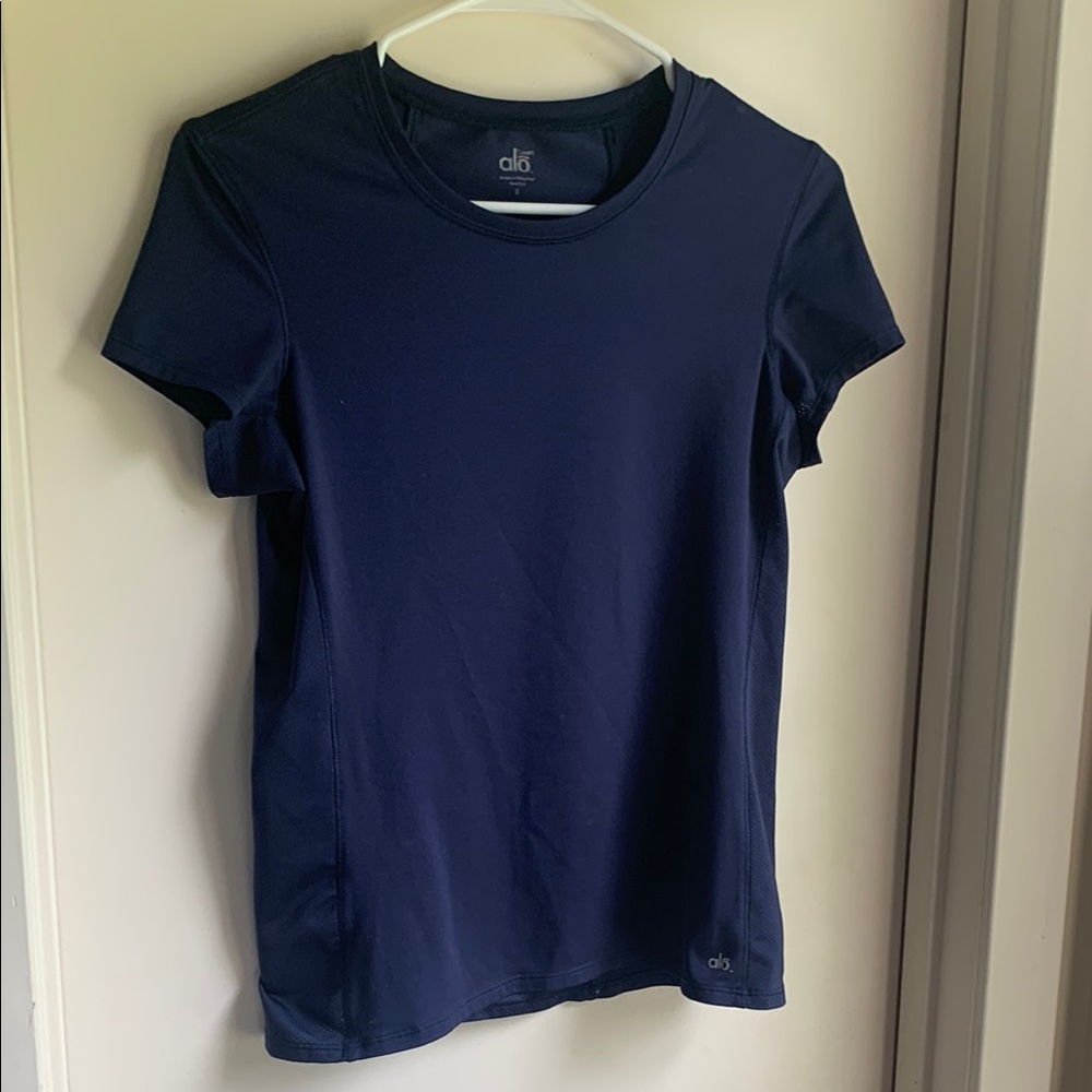 ALO Yoga Blue Fitted Short Sleeve Tee